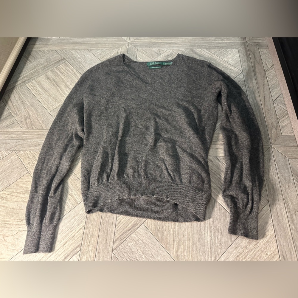Ralph Lauren Charcoal 100% Cashmere Knit Sweater